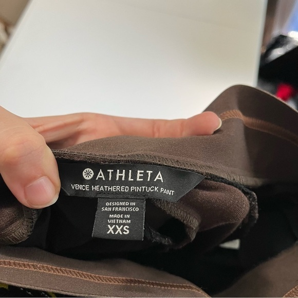 Athleta Venice Heathered Pintuck Pants Dark Brown XXS Q2 - Picture 13 of 14